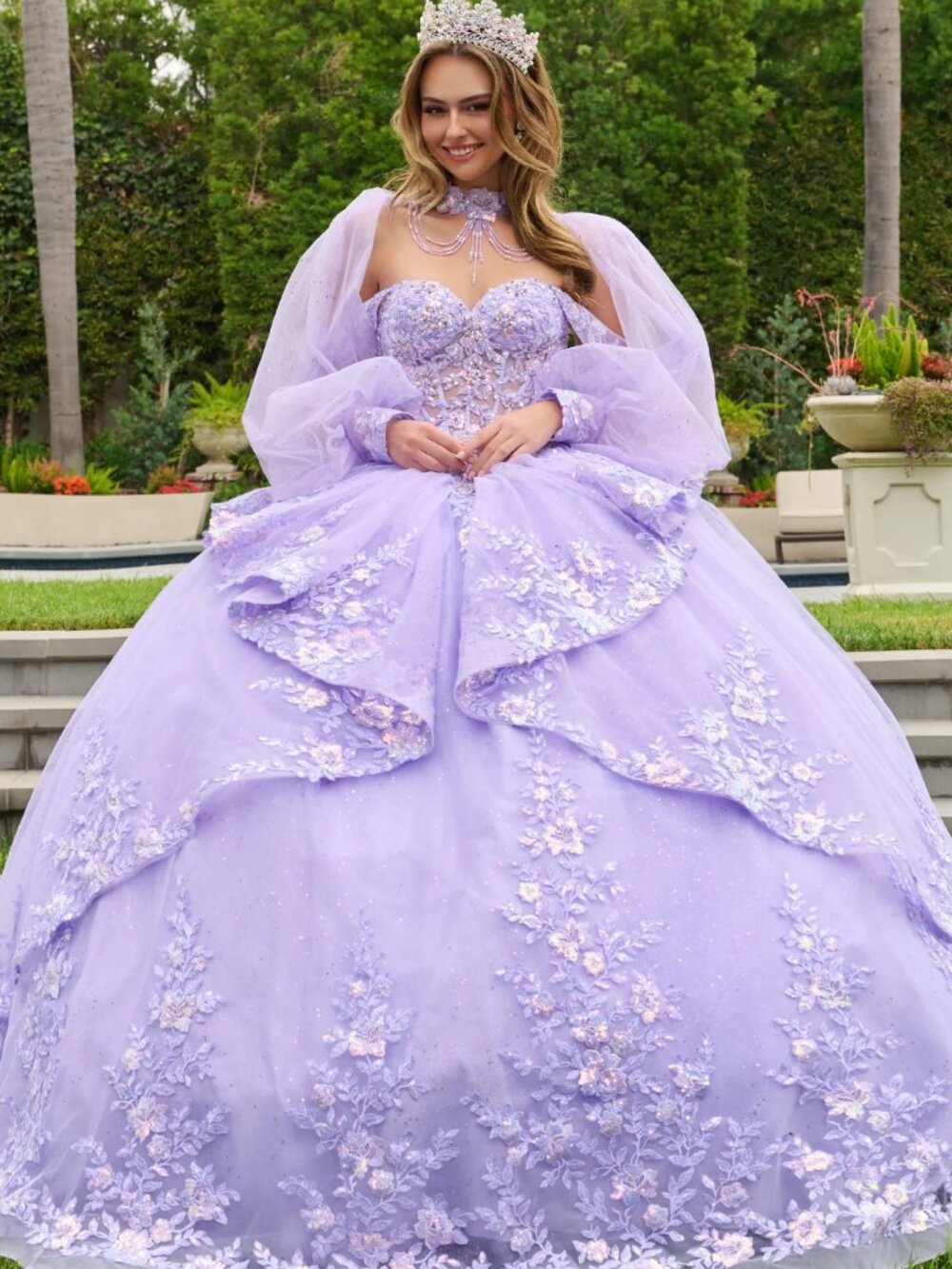 NEW LILAC Tulle & Sequin Sweetheart Evening Gown Floor Length Embellished GL3847